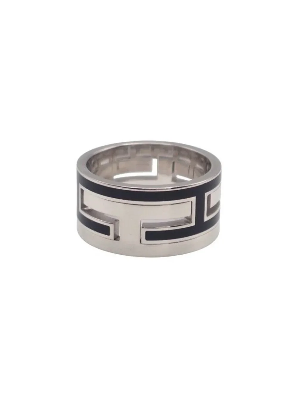 Hermes Move Ash Ring No Sterling Silver Black Enamel Vintage Out of Print